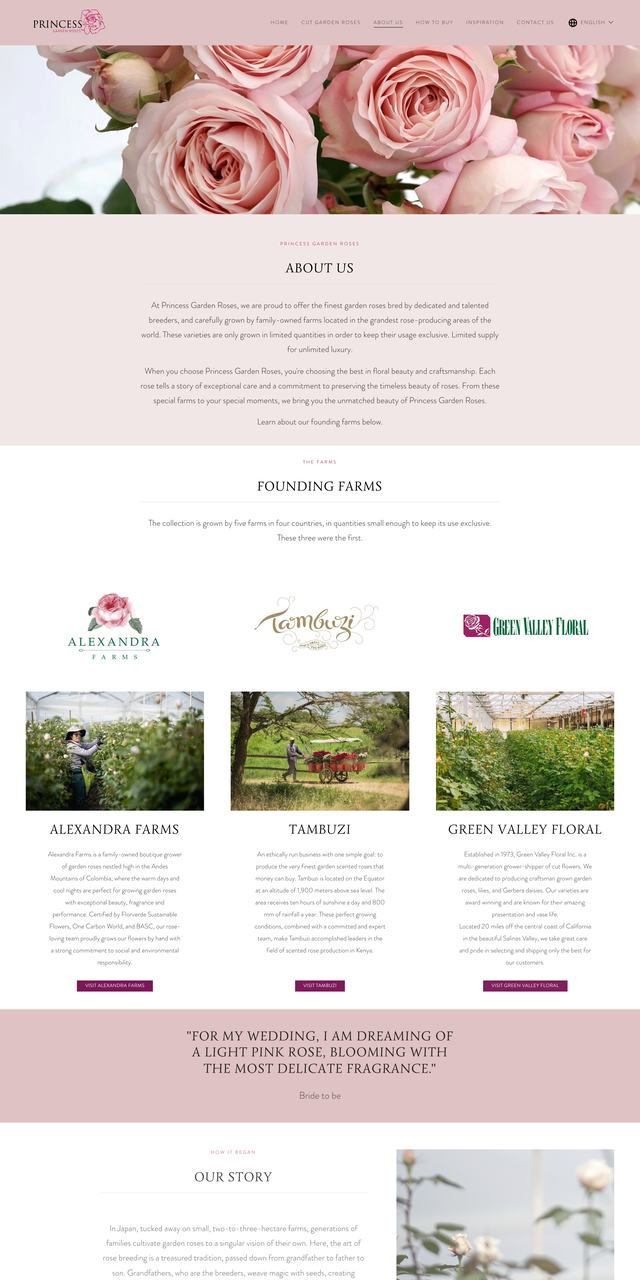 Princess Garden Roses About us page, current site