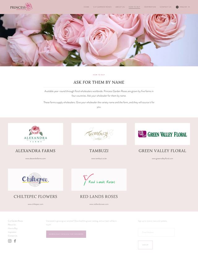 Princess Garden Roses How to buy page, current site