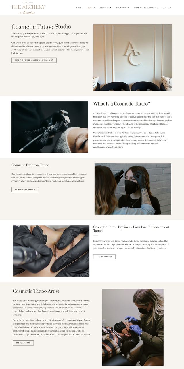 The Archery Collective About page, today
