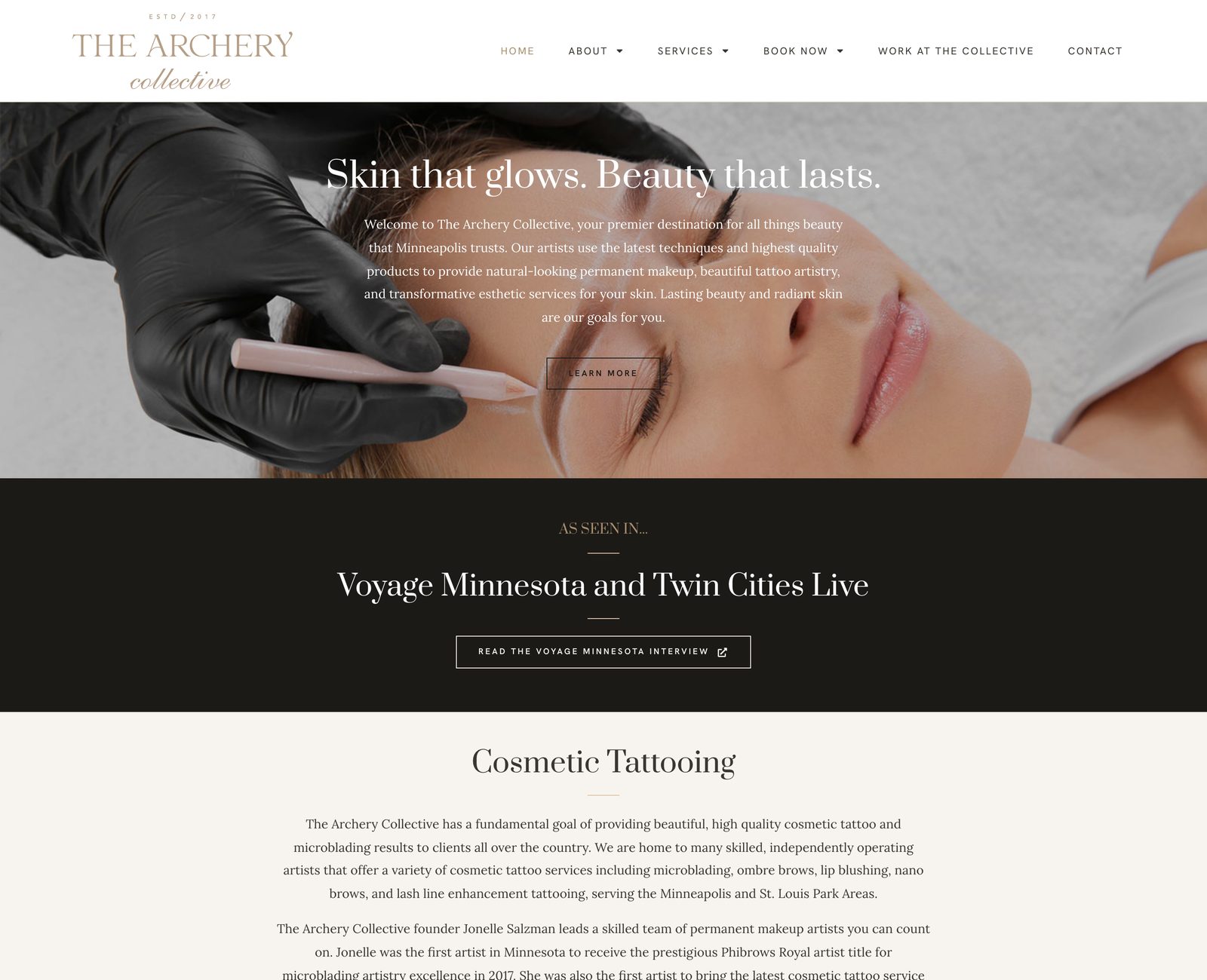 The Archery Collective home page today